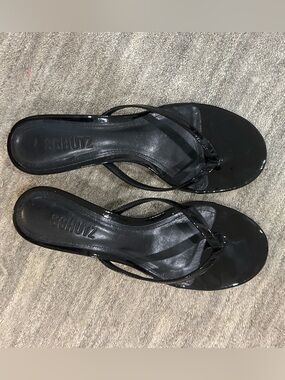 SCHUTZ Black Patent Leather Strappy Heels